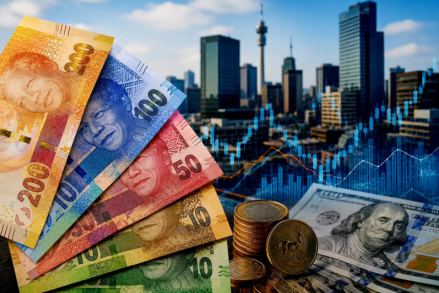South African Rand Edges Higher as Markets Await Warsh's Jackson Hole Speech Image illustrating the South African rand