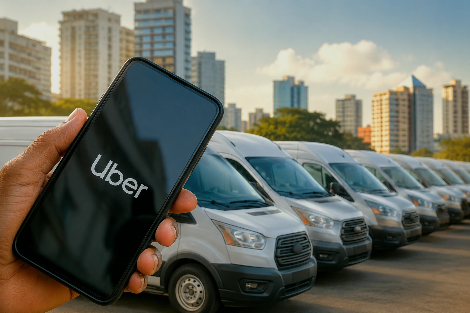 Uber app and vehicles accompanying report on Uber’s Nigeria exit
